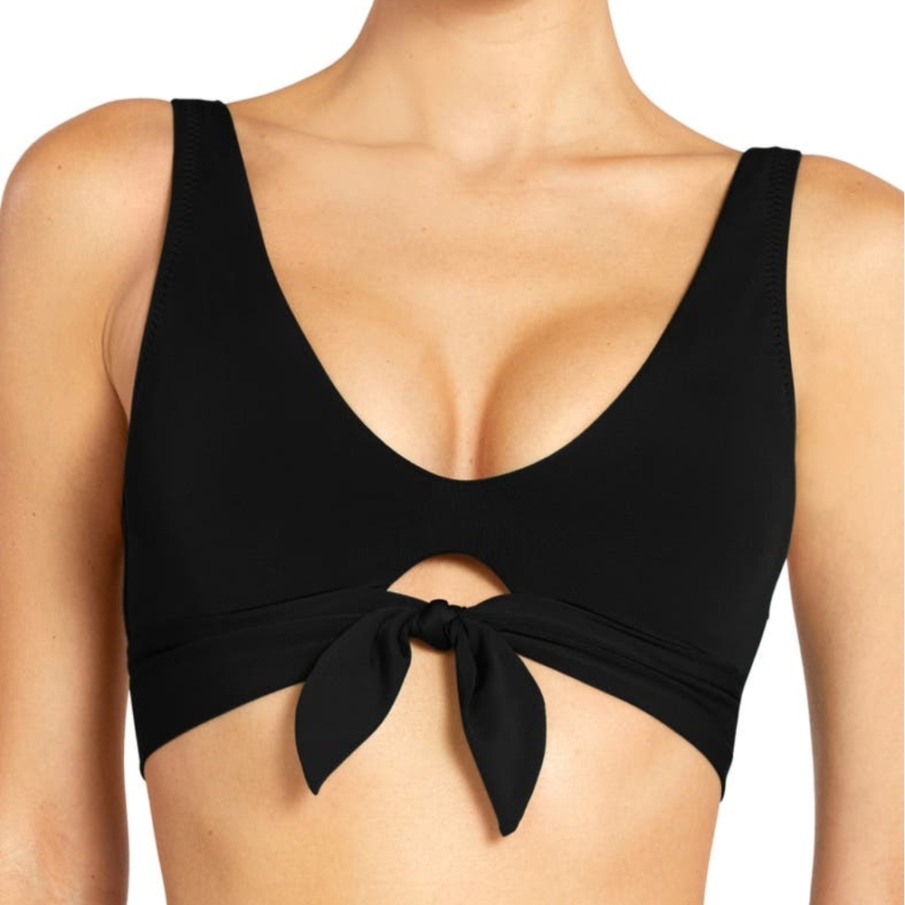 Robin Piccone Ava Black Tie-Front Bikini